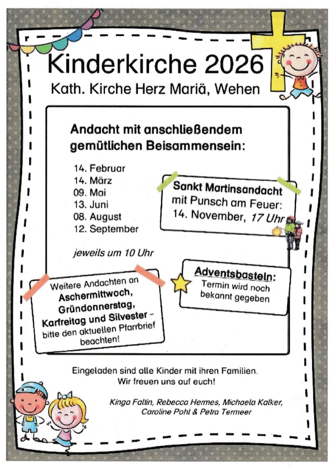 Termine Kinderkirche 2026